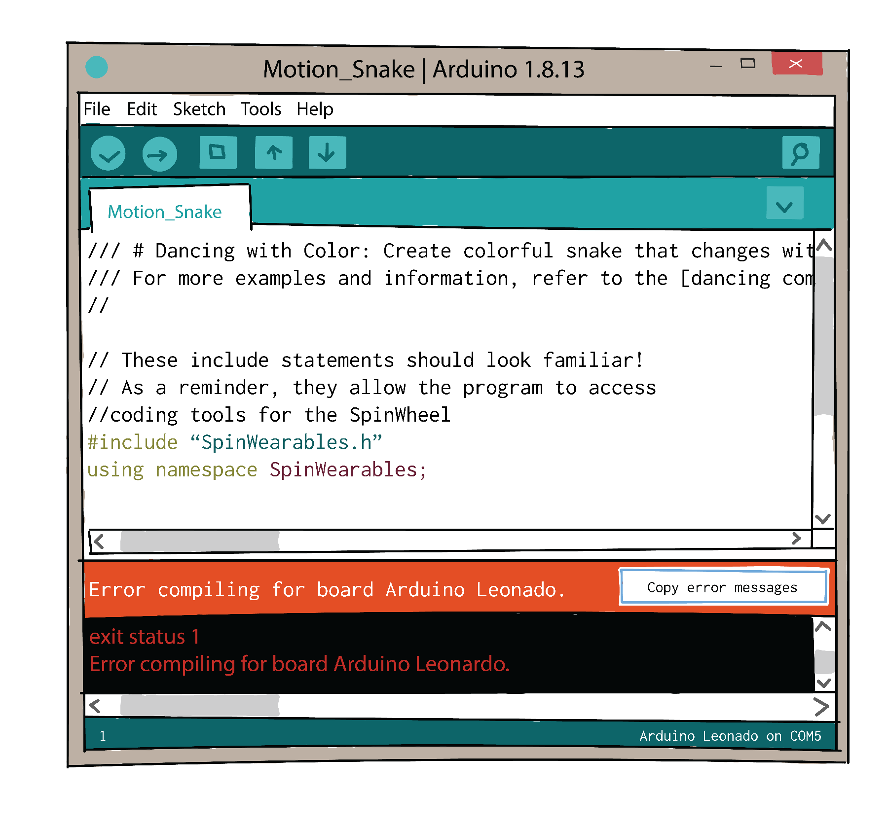 Here is an example of how your window will look if your code faied. image credit Mariya Krastanova